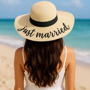 Brook + Bay JUST MARRIED Embroidered Summer Floppy Hat